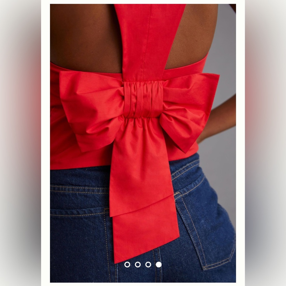 Anthropologie Red Bow Back Sleeveless Top - Picture 3 of 9
